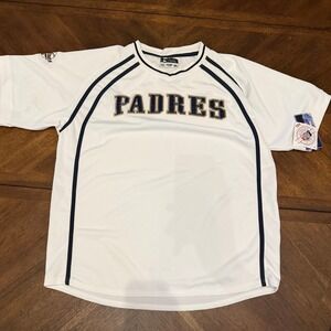 MLB San Diego Padres Jersey Mens XL White Navy True Fan Baseball Mesh NWT